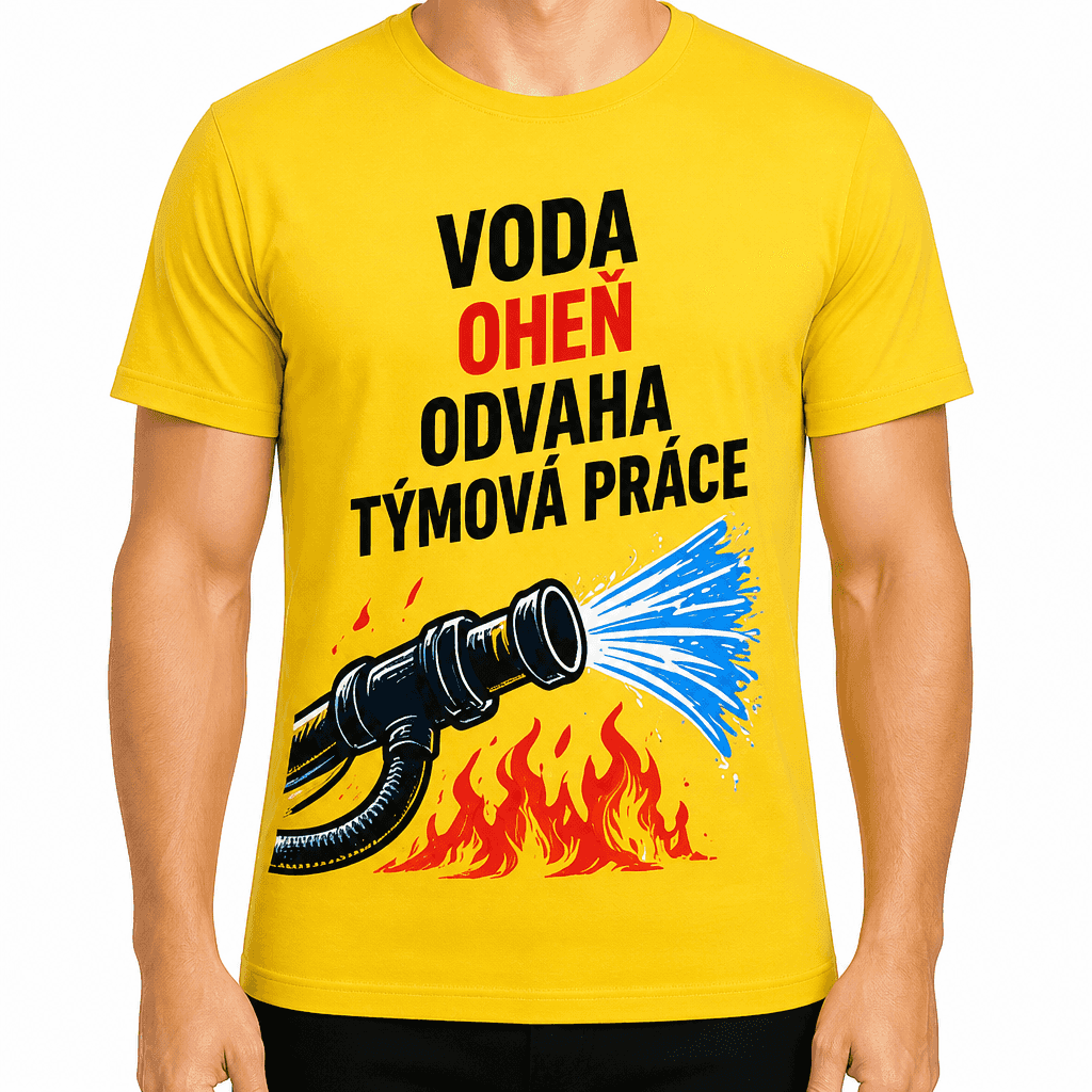 Tričko pro hasiče – Voda oheň odvaha týmová práce