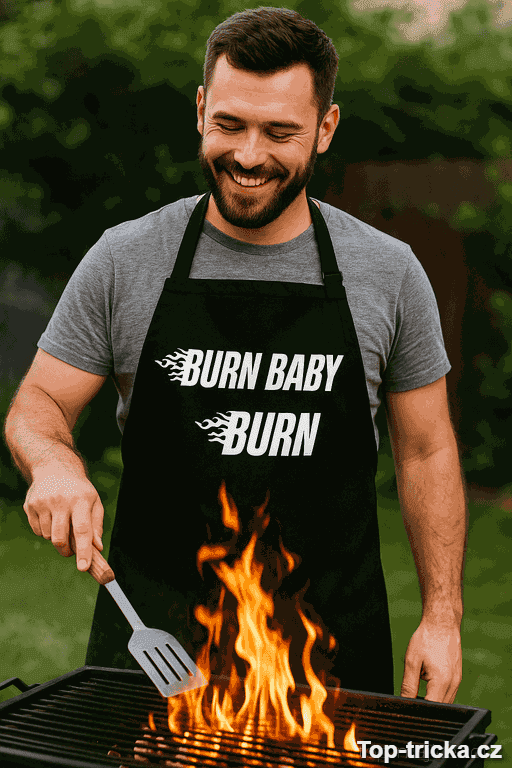 Vtipná zástěra Burn Baby Burn
