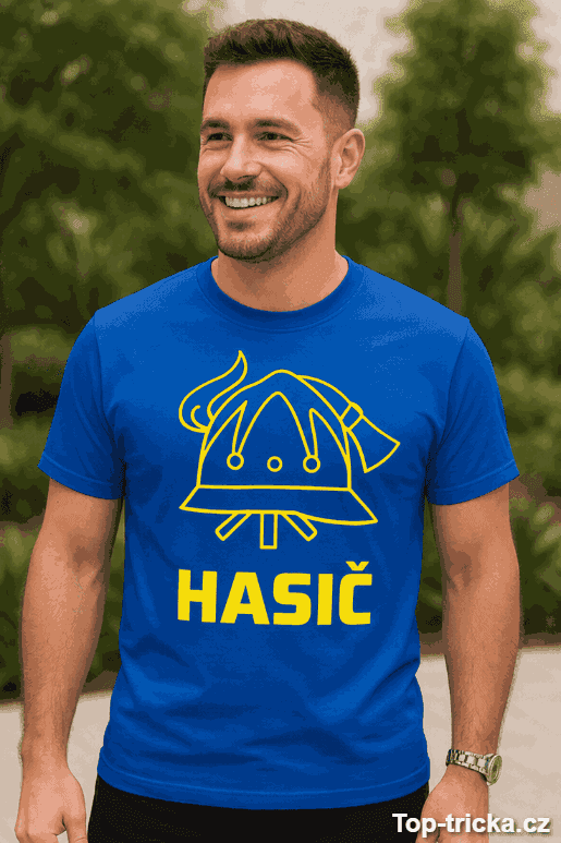 Vtipné tričko hasič s přilbou