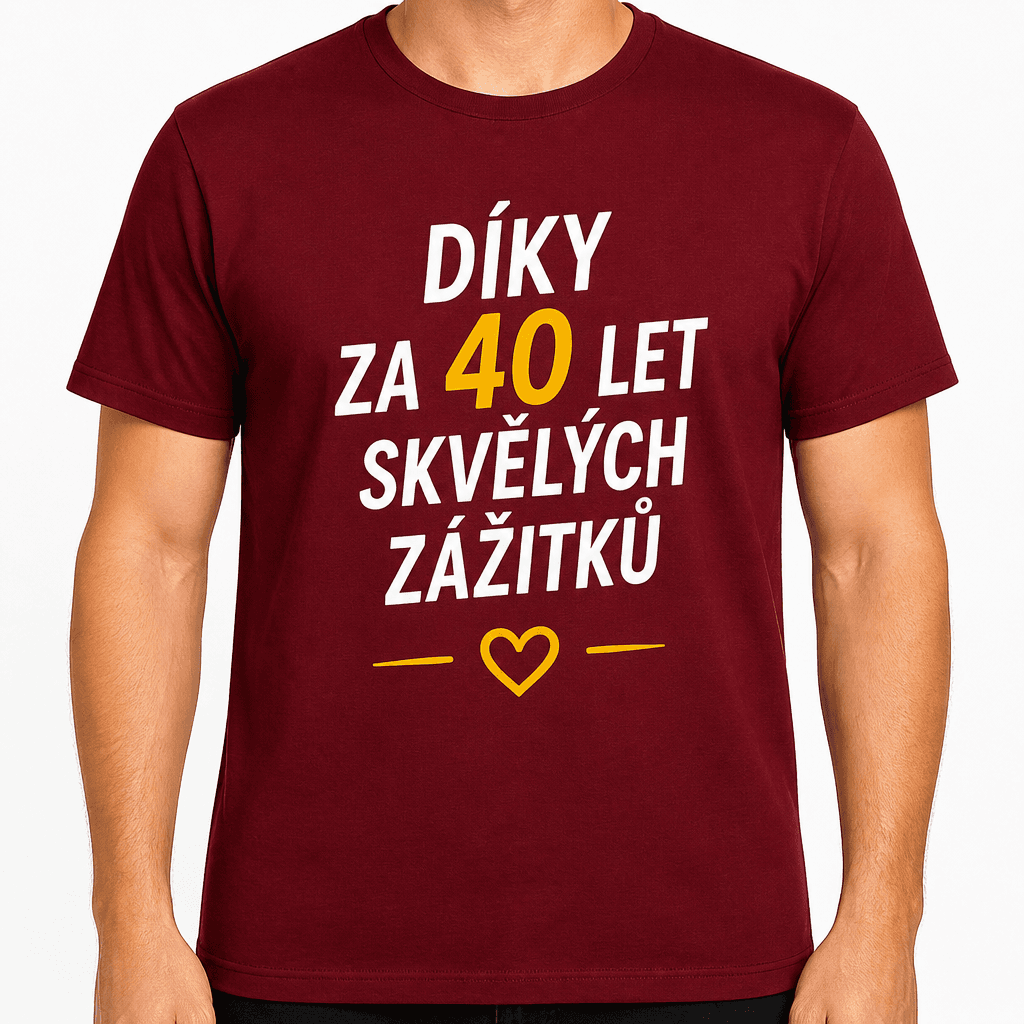 Tričko k 40. narozeninám – Díky za 40 let skvělých zážitků