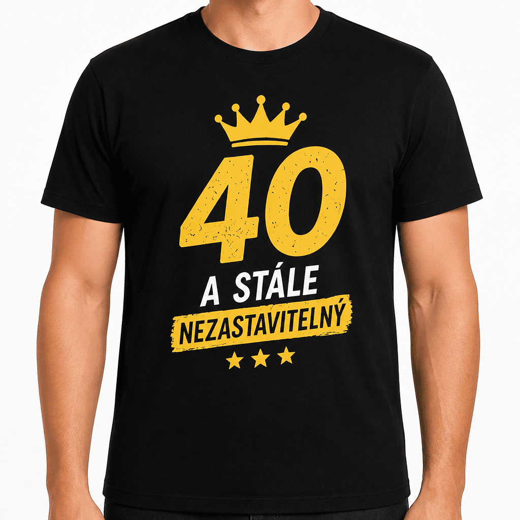 Tričko k 40. narozeninám – 40 a stále nezastavitelný