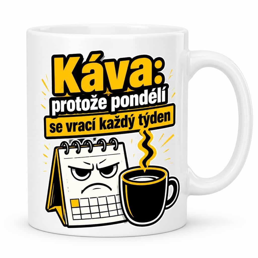 Hrnek Káva: protože pondělí se vrací každý týden