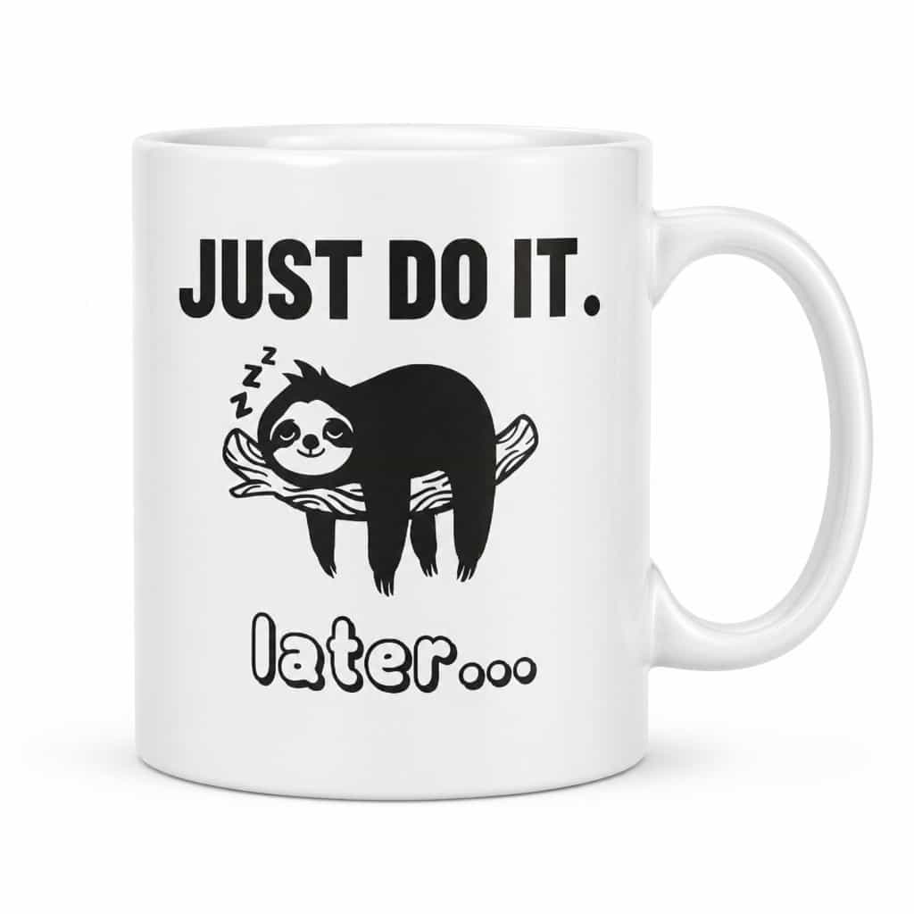 Vtipný hrnek Just Do It later lenochod