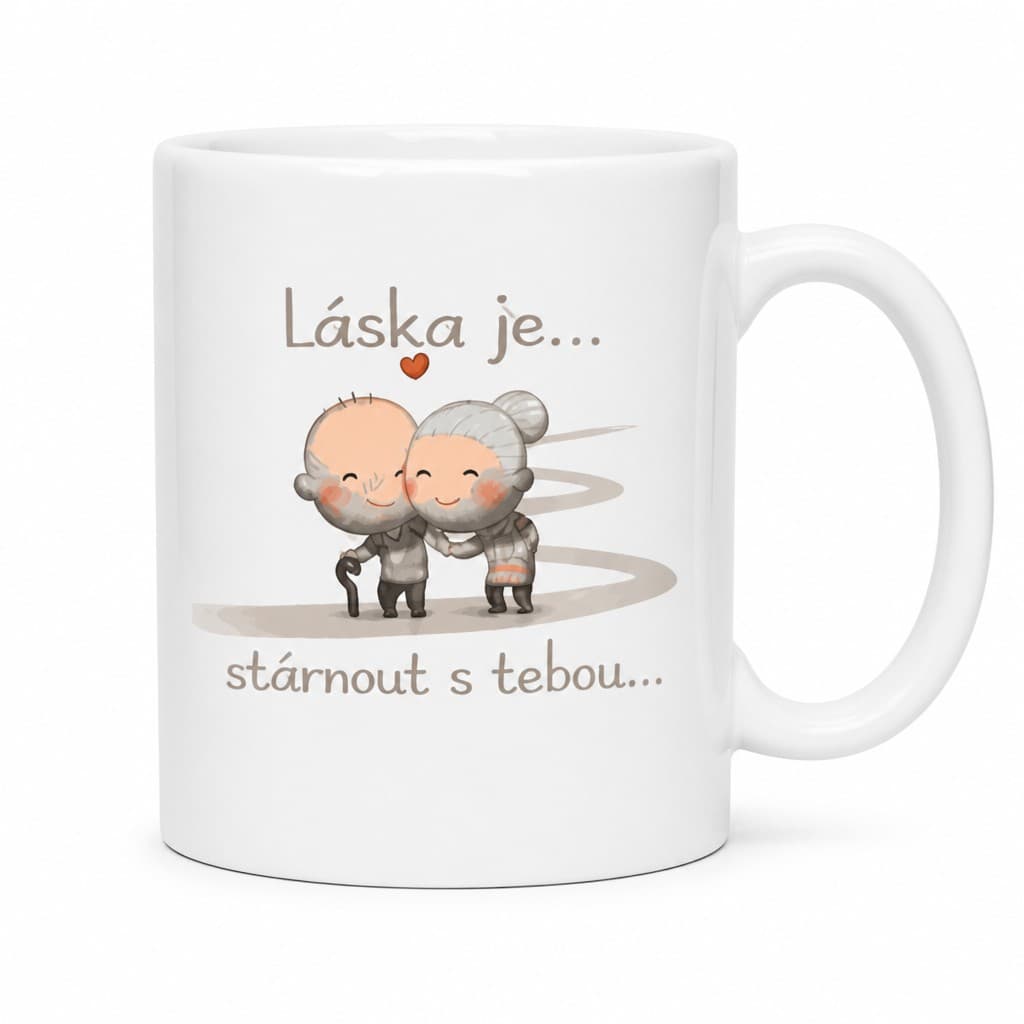 Vtipný hrnek láska je stárnout s tebou