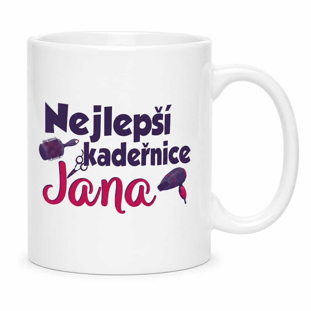 Vtipný hrnek nejlepší kadeřnice s vlastním jménem