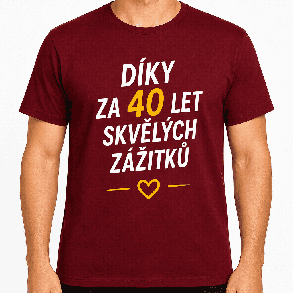 Tričko k 40. narozeninám – Díky za 40 let skvělých zážitků