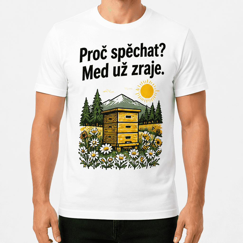 Tričko pro včelaře – Proč spěchat? Med už zraje.