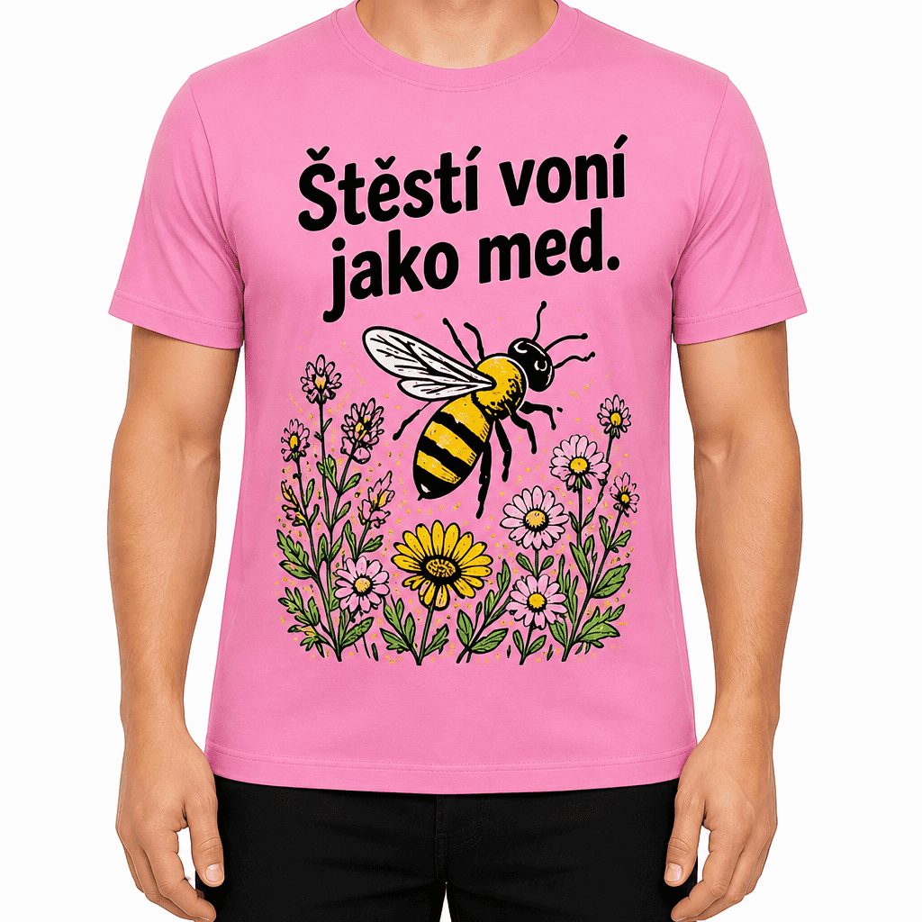 Tričko pro včelaře – Štěstí voní jako med.
