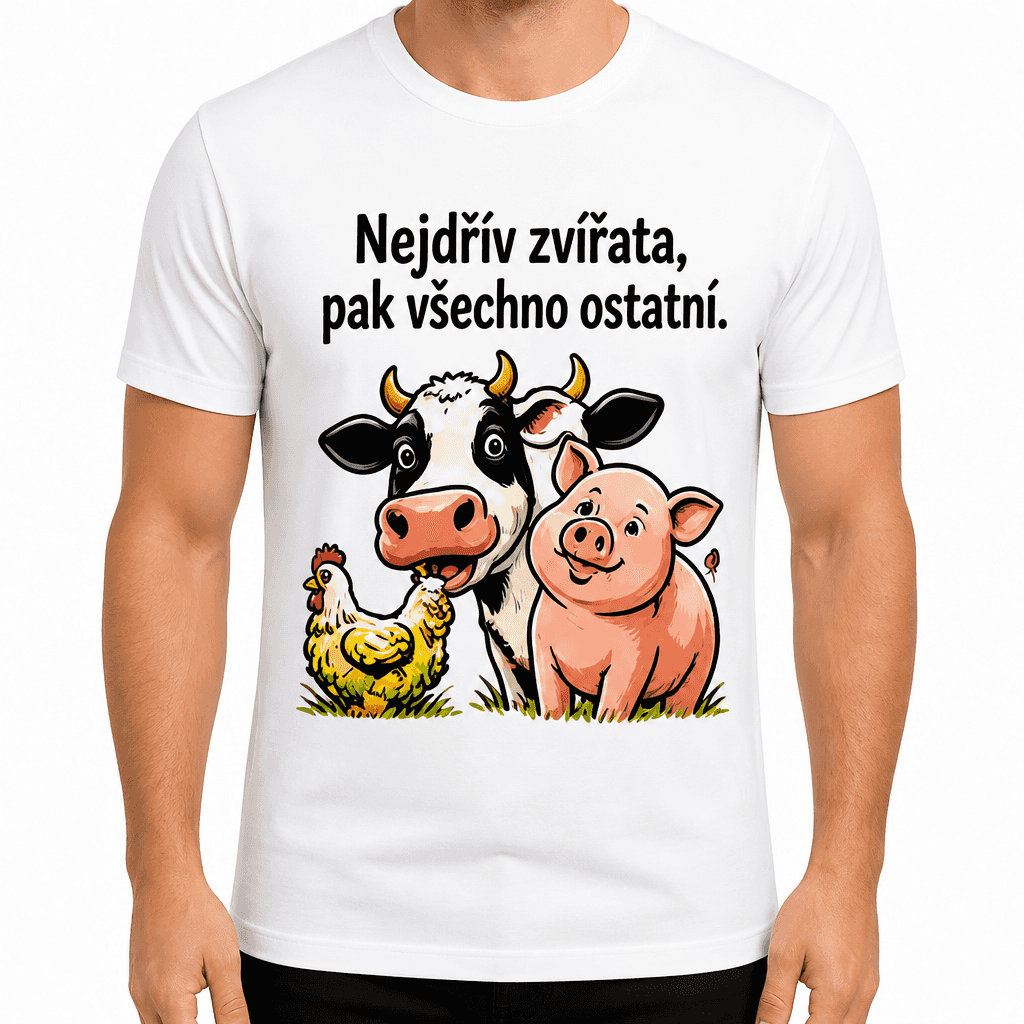 Tričko pro farmáře – Nejdřív zvířata, pak všechno ostatní.