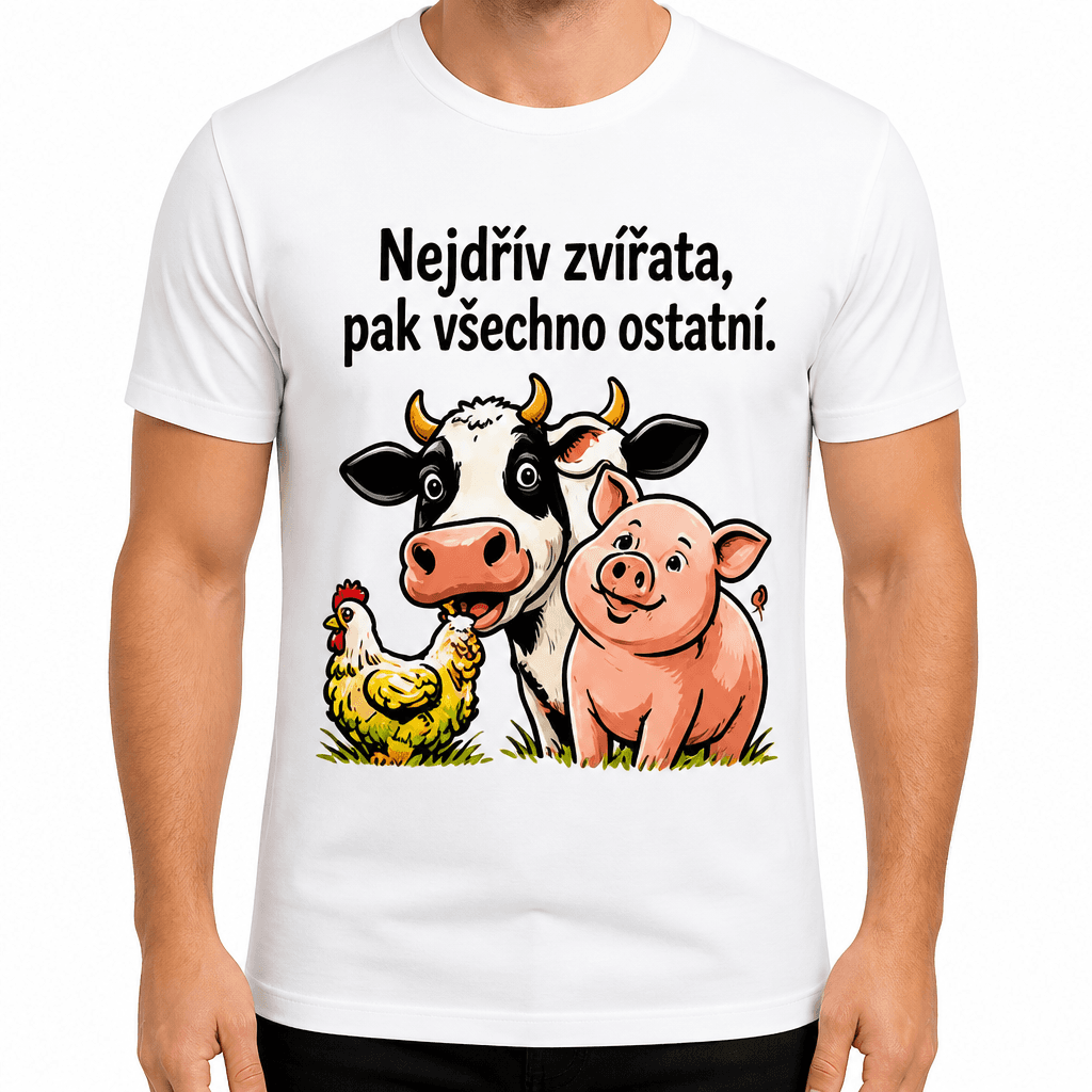 Tričko pro farmáře – Nejdřív zvířata, pak všechno ostatní.
