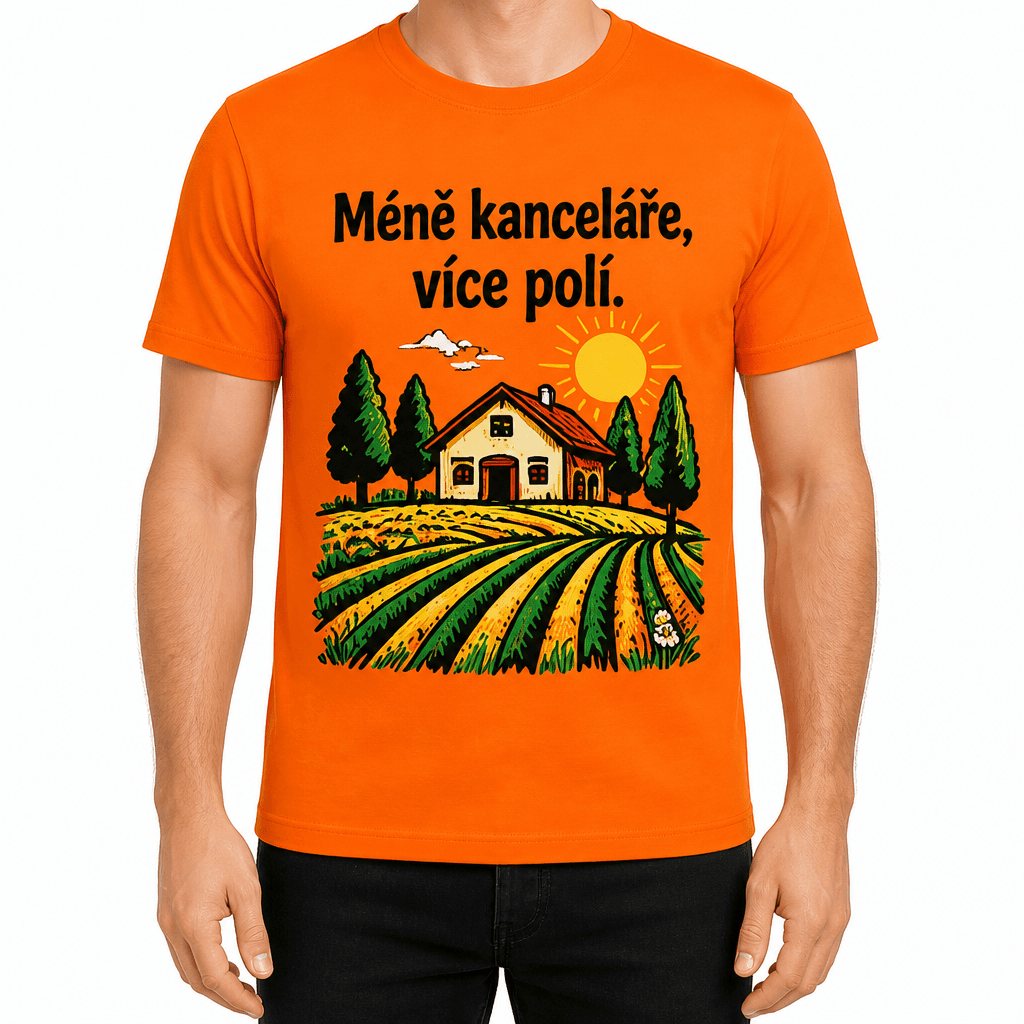 Tričko pro farmáře – Méně kanceláře, více polí.