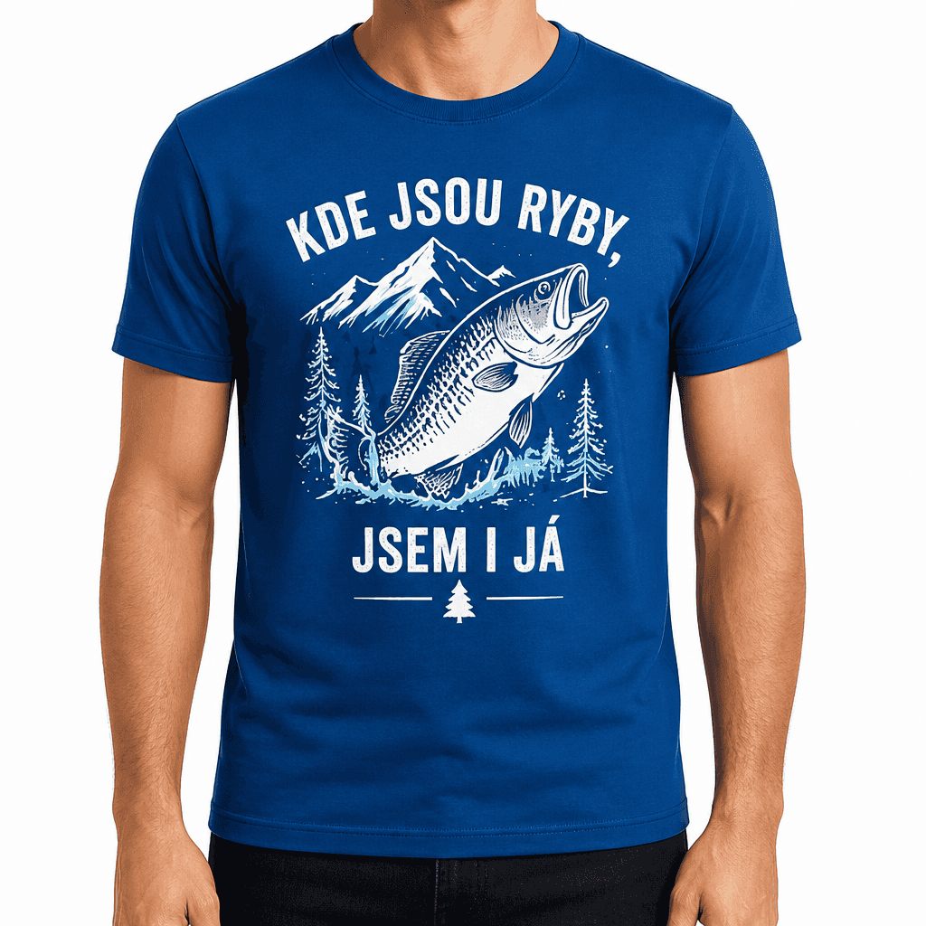 Tričko pro rybáře – KDE JSOU RYBY, JSEM I JÁ