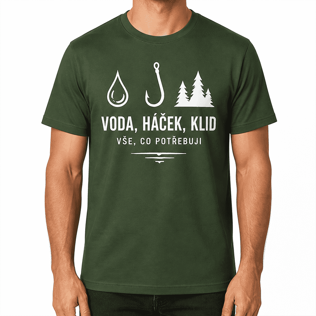 Tričko pro rybáře – VODA, HÁČEK, KLID