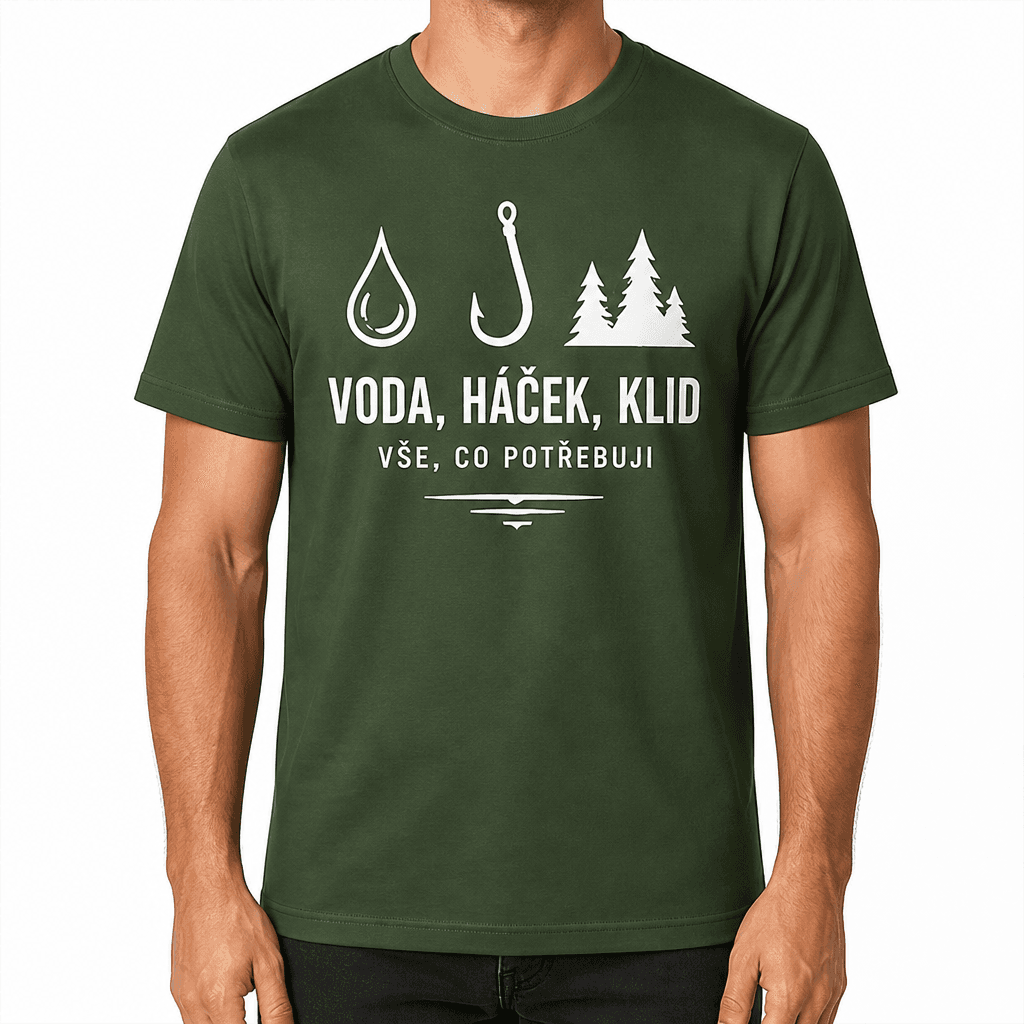 Tričko pro rybáře – VODA, HÁČEK, KLID