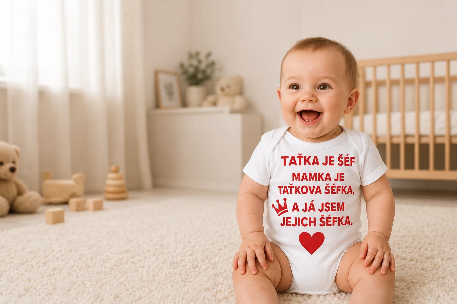 Miminko v dětském body Taťka je šéf – Top-tricka.cz