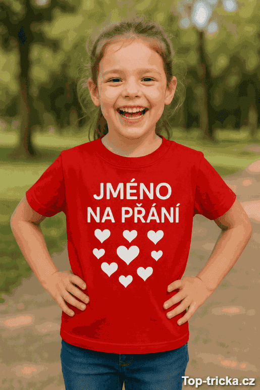 Dětské tričko srdíčka s vlastním jménem
