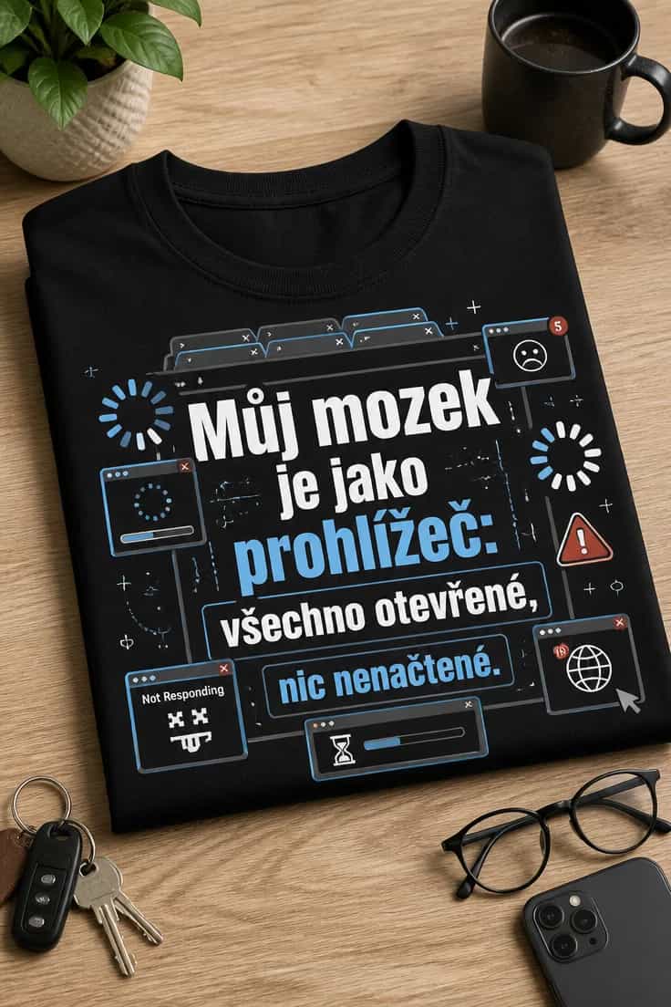 Pánské tričko s potiskem – Můj mozek je jako prohlížeč