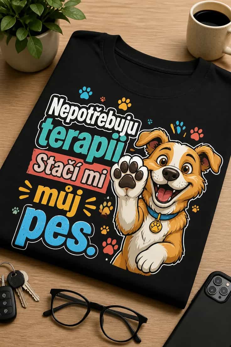 Tričko: Nepotřebuju terapii, stačí mi můj pes
