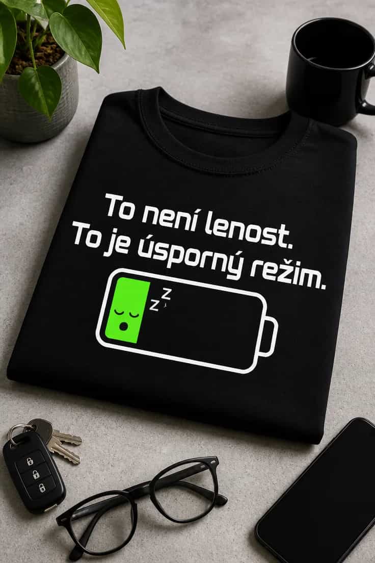 Tričko s potiskem To není lenost. To je úsporný režim.