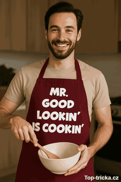 Vtipná zástěra mr good lookin is cookin