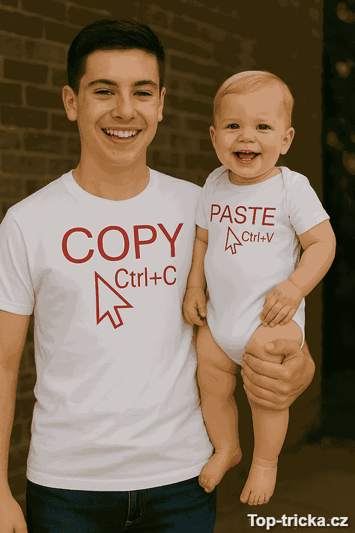 Vtipné tričko a body set Ctrl C Ctrl V
