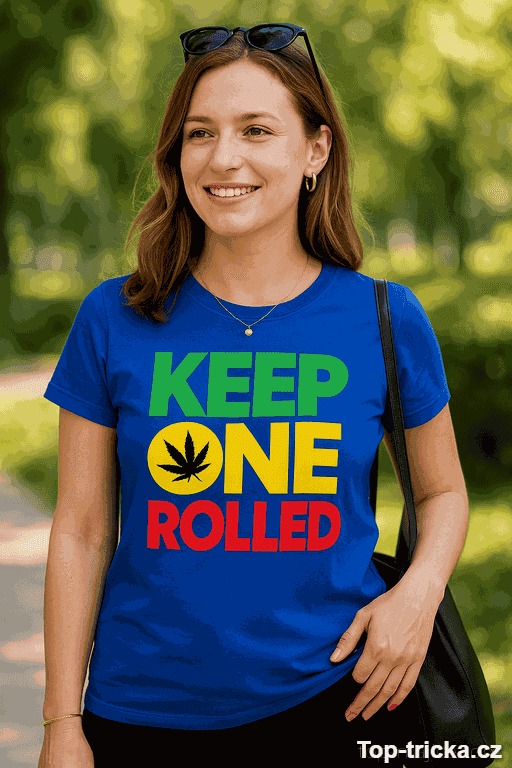 Vtipné tričko keep one rolled rasta style