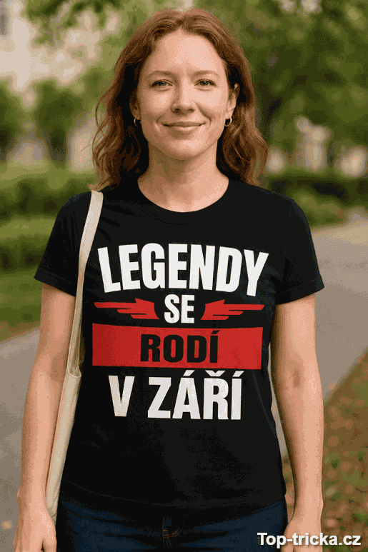 Vtipné tričko legendy se rodí v září