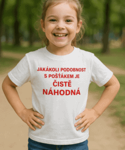 Dětské tričko s humorným motivem a nápisem o podobnosti s pošťákem.
