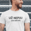 Tričko s nápisem Už nepiju, vhodné pro osoby bojující s alkoholem a podporující abstinenci.