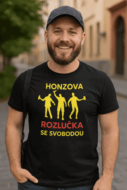 Pohodlné a stylové tričko Honzova Rozlučka s vtipným potiskem pro muže. Ideální volba pro oslavy nebo volný čas.