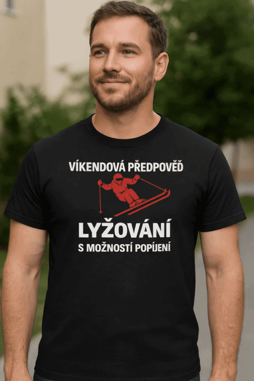 Lyžařské tričko, zimní sportovní oblečení, lyžování, vtipný nápis.