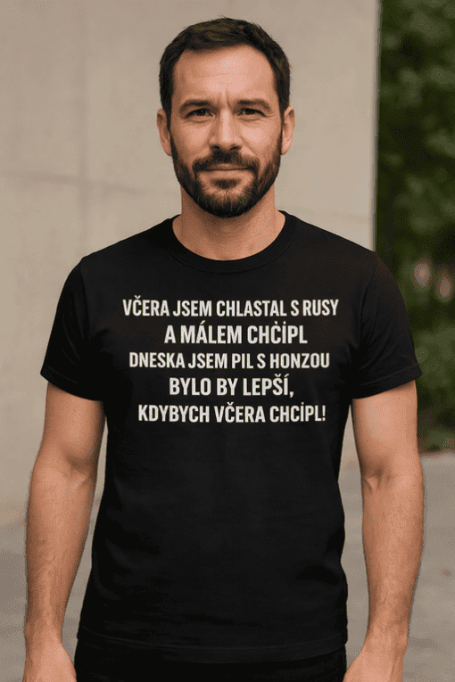 Optima tričko s vtipným potiskem pro muže, ideální na večírky a volný čas.