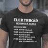T-shirt s vtipným textem pro elektrikáře, ceny a podmínky, ideální pro obor a rekreační použití.