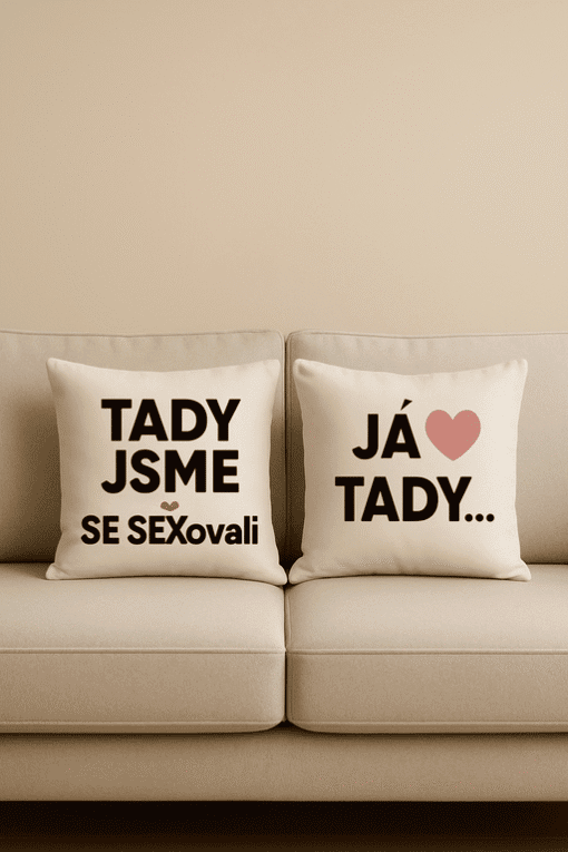 Originální polštáře s vtipnými nápisy, ideální do interiéru, trendy doplněk.