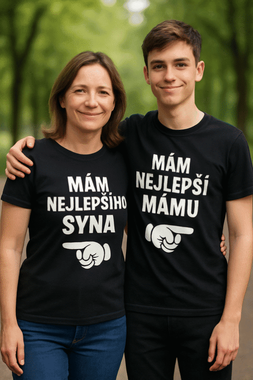 Vhodné tričko pro maminku a syna s osobním sdělením, ideální dárek pro maminky a jejich děti.