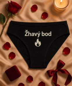 Sexy pánské slipy s potiskem "Žhavý bod" a plamínkem, ideální na romantickou noc nebo překvapení.