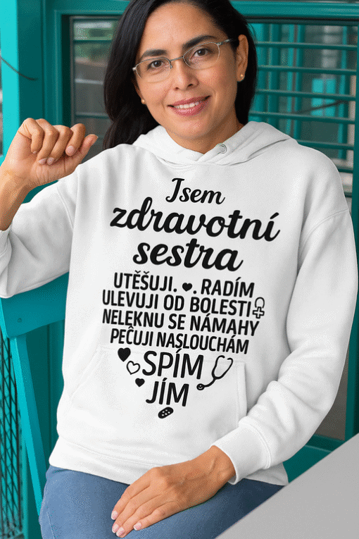 Zdravotní sestra tričko s textem, zdravotnictví, péče o pacienty.