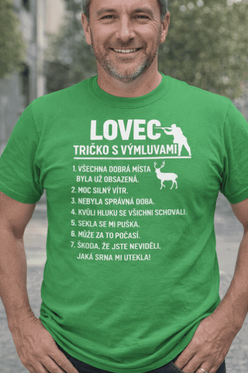 Vtipné tričko s výmluvami, ideální pro muže, kteří mají rádi humor a originální oblečení.