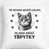 Vtipný povlak na polštář s kočičím motivem a textem, ideální jako dárek nebo dekorace pro milovníky koček.
