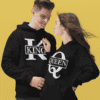 Nápis na mikinách King a Queen, moderní streetwear pro pár, trendy a pohodlné designy.