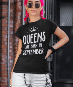 Stylové dámské tričko Queens jsou narozené v září, módní potisk, pohodlné na každodenní nošení.