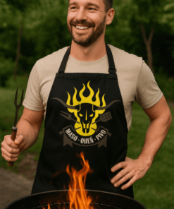 Vtipná zástěra maso oheň pivo