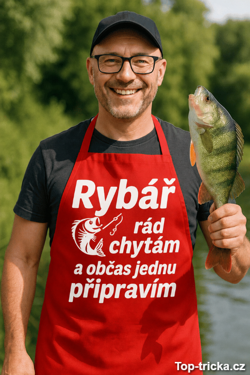 Vtipná zástěra rybář rád chytám