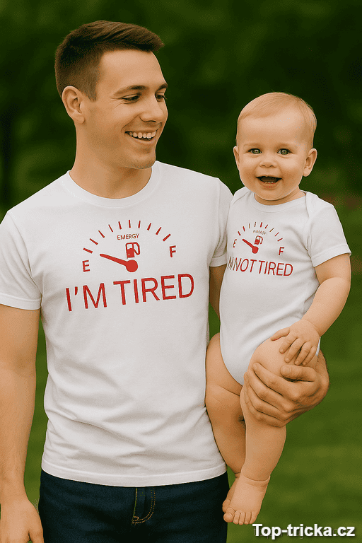 Vtipné tričko a body set tired not tired