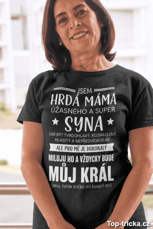 Vtipné tričko hrdá máma syna