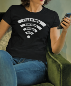Vtipné tričko když v nebi není wi-fi