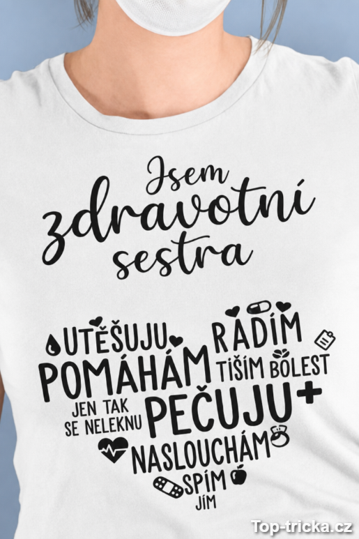 Vtipné tričko zdravotní sestra srdíčko
