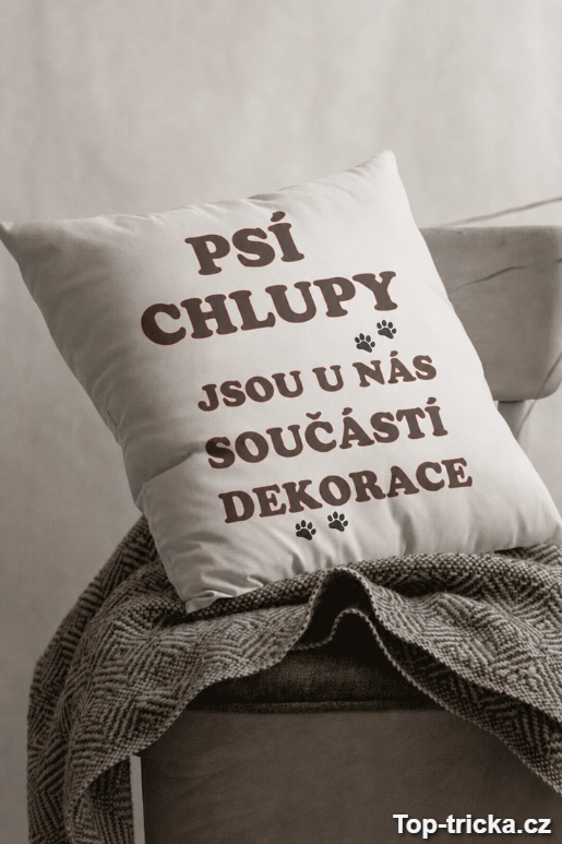 Vtipný polštář psí chlupy jako dekorace
